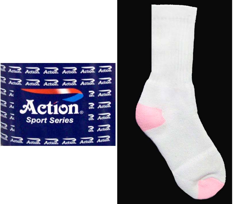 ''Action'' SPORTS Socks For Boys & Girls  - Pink & WHite