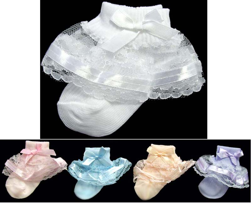 Baby/Infant  Girls Fancy/Frilly SOCKS - Sizes: M & L (GNS2129)