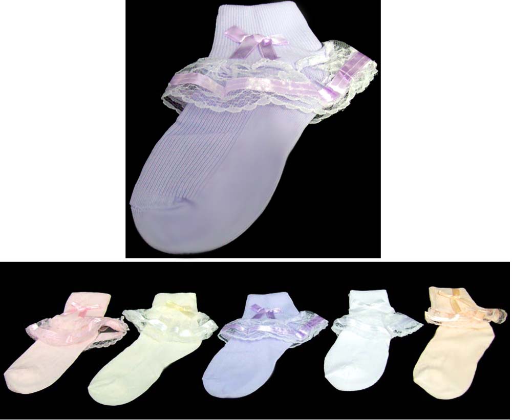 Girls Fancy/Frilly Pageant SOCKS - In Color - Sizes: S-XL GNS2029