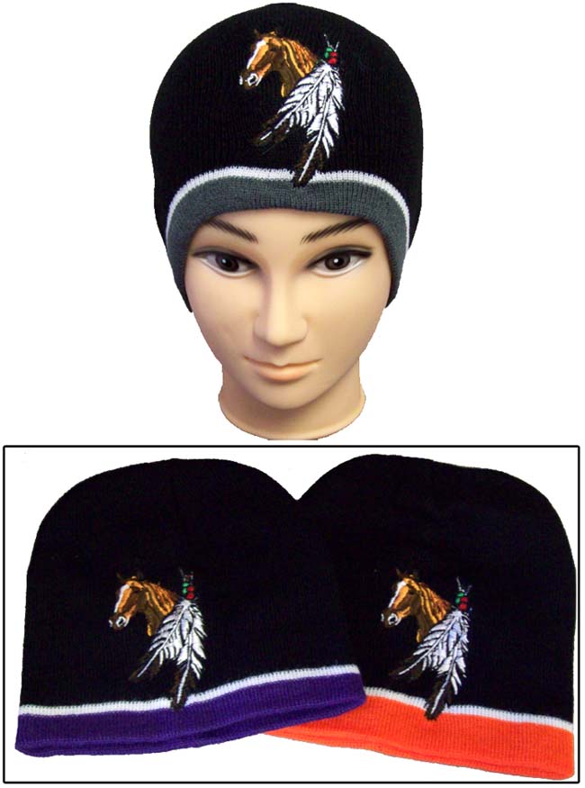 Native Pride Embroidered Beanies - Winter Caps - HORSE & Feathers