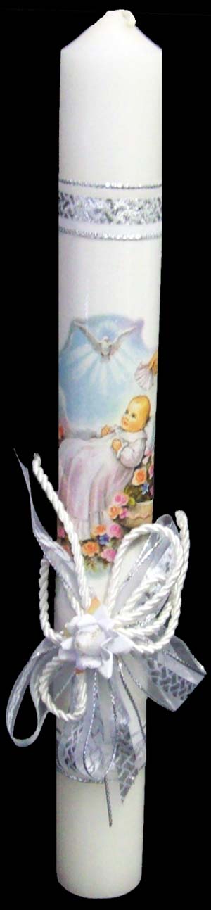 Embellished White CANDLE - 12'' ( # 849-14)