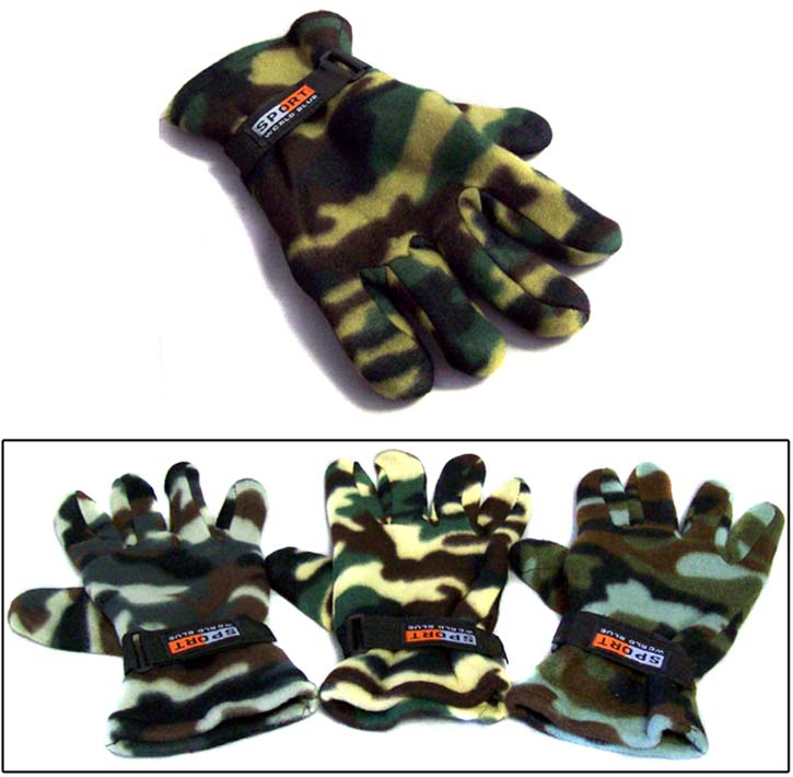 ''Sport'' Adult Fall/Winter Fleece Camo GLOVES