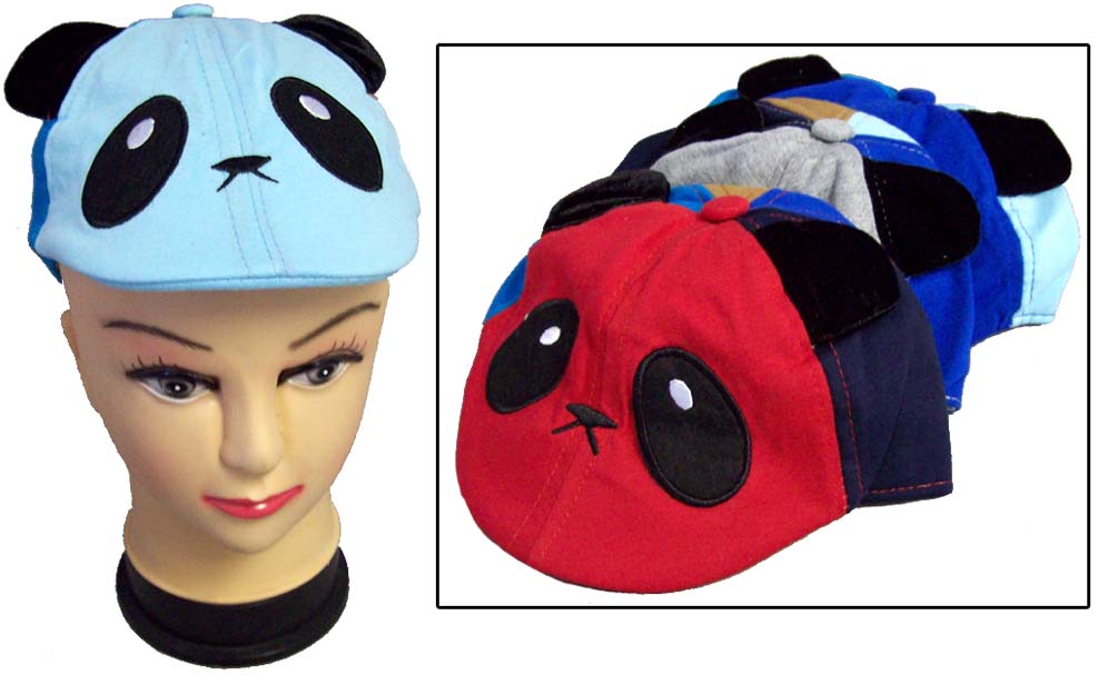 ''Panda'' Embroidered CAPS With Ears - For Infants