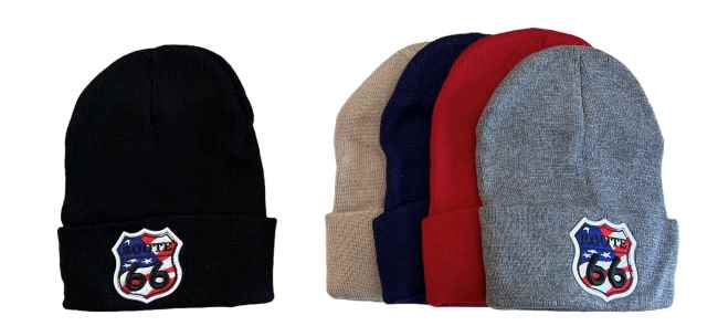 ROUTE 66 Embroidered Beanies - Assorted Colors