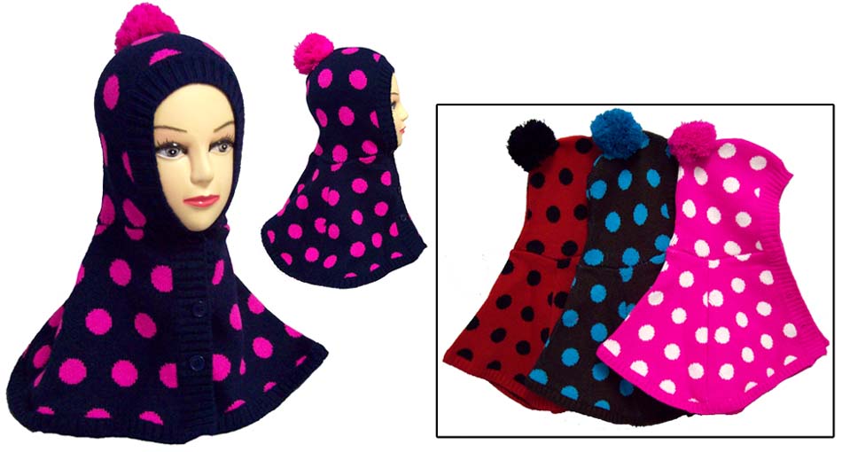 Winter CAP/Poncho Combo With Pompom -  For Infants