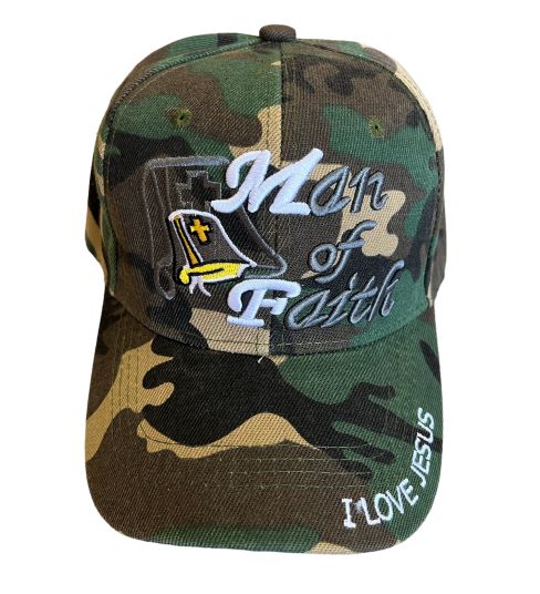 Man of Faith Christian Baseball Cap Green CAMO Color