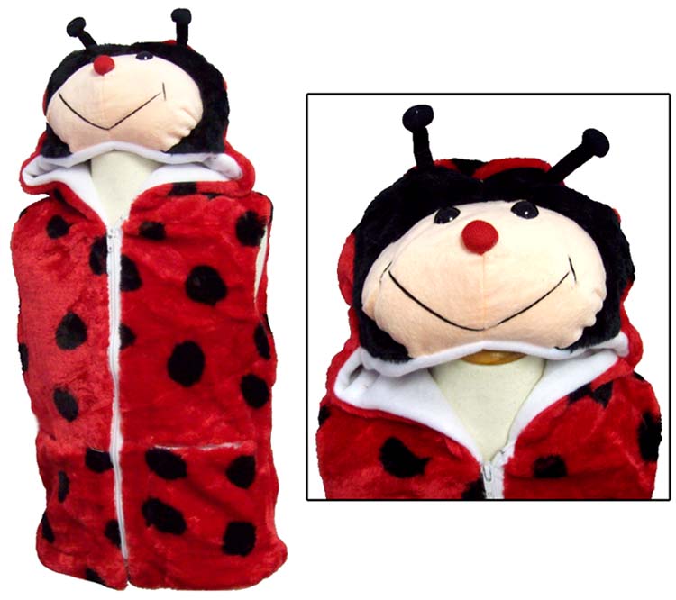 Plush  Kids One Piece Animal Hat & VEST Combo - Lady Bug