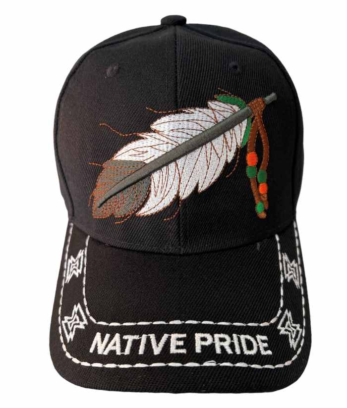 Feather Native Pride Embroidered BASEBALL Cap - Black Color
