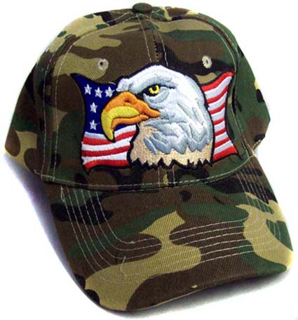 USA  Baseball Caps With Eagle & FLAG - Green Camo Color