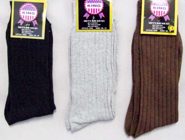 ''King'' Mens Cotton Ribbed DRESS Socks - In Color (#1416)