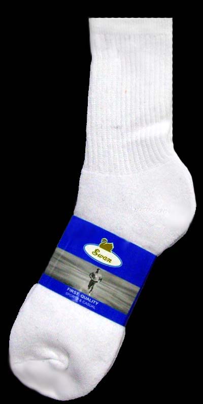 ''Swan''  Mens Cotton Sports SOCKS - White - Size: 10-13  ( H539)