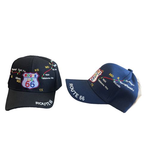 Hwy Map ROUTE 66 Baseball Caps