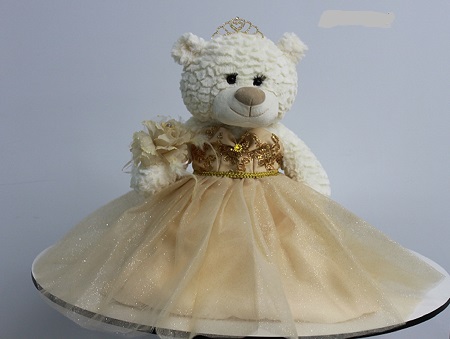 Quiceanera Terry Bear Size: 20''  Color: Gold