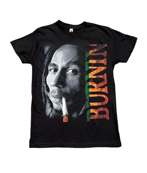 BOB MARLEY Reggae Rasta T-Shirt - Burning Screen Printed T-Shirt