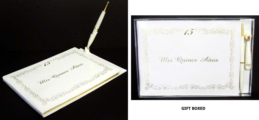 Quinceanera  Accessories -  Mis Quince  2Pc Guest BOOK & Pen Sets