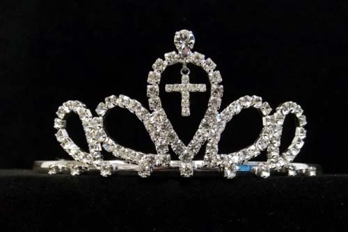 Rhinestones TIARA With Cross  ( # SHP-00501C)