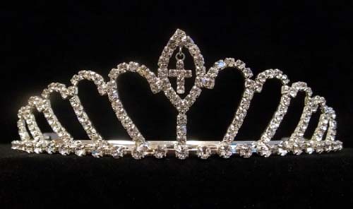 Rhinestones TIARA With Cross  ( # SHP00551C)