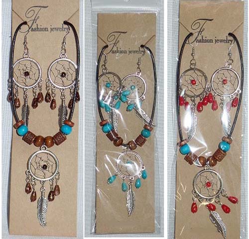 Native Pride DREAM CATCHER 3Pc Beaded Necklace & Earring Sets