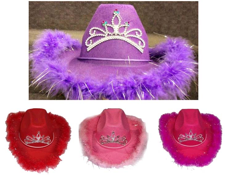 Cow Girl Hats  With Feathers & TIARA - Youth Size