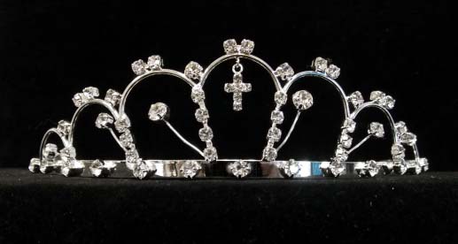 Rhinestones TIARA With Cross  ( # 22T06CR)