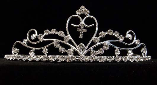 Rhinestones TIARA With Cross   ( # 12MT18C)