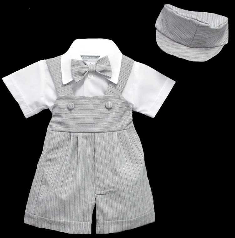 Boys 4Pc SHORT Jumper -Silver Grey Color (9-24 Mos)