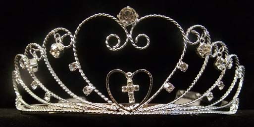 Rhinestones TIARA With Cross  ( # C11096C)