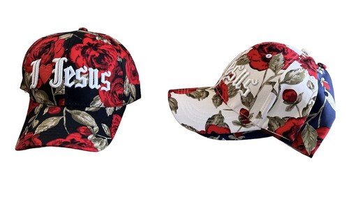 I Love Jesus Floral Imprints Embroidered  Christian BASEBALL CAPs