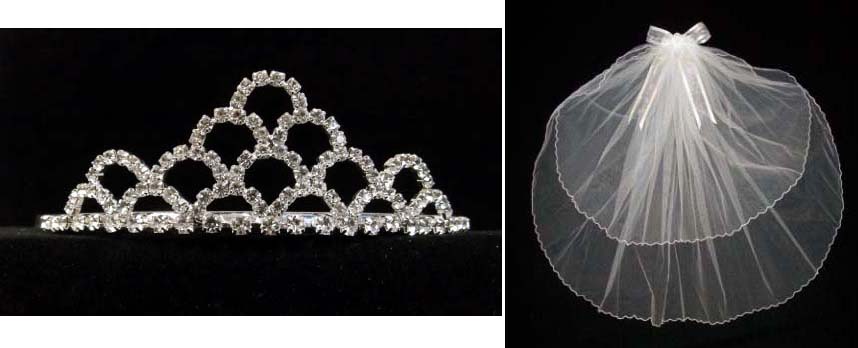 White Communion Veil With RhINestones Tiara  (  # SHP-00535)