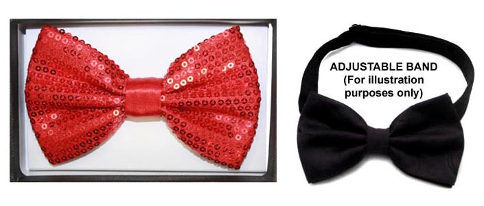 ADULT Sequined Bow Tie - Red Color