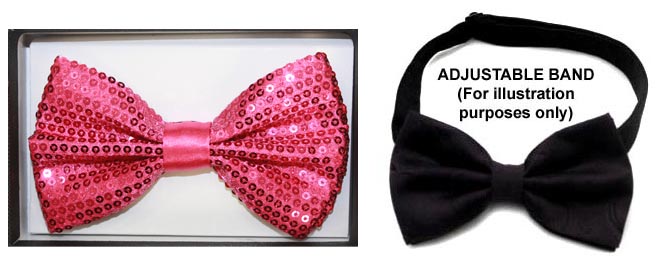 Adult Sequined Bow TIE - Fuchsia