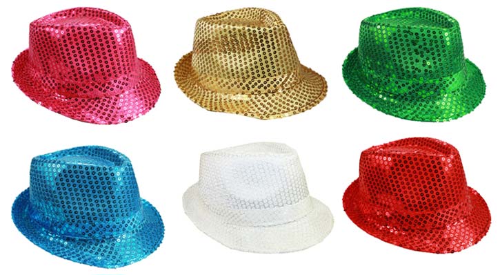 Sequined Fedora HATs For Adults