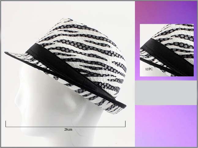 Fedora Trilby HATs For Adults - Zebra  Prints - Sequined