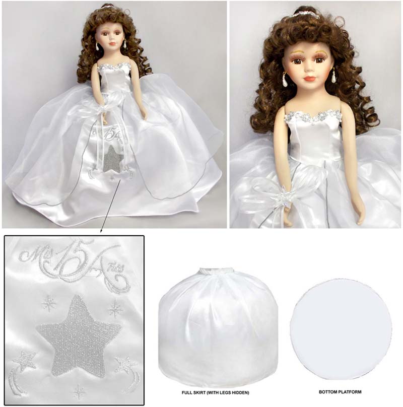 Quinceanera Porcelain DOLL - 16'' - White Color