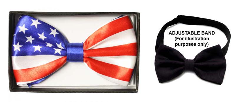 Adult Bow TIE In Prints - Polka Dots - US Flag