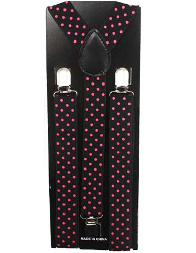 Adjustable SUSPENDERS For Men & Big Boys  - Red Polka Dots