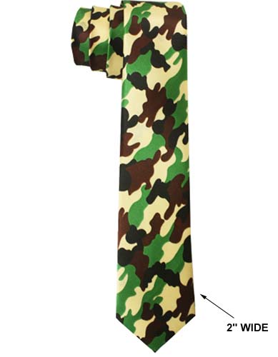 Fashion Slim Neck Ties For ADULTs - Green Camo Prints