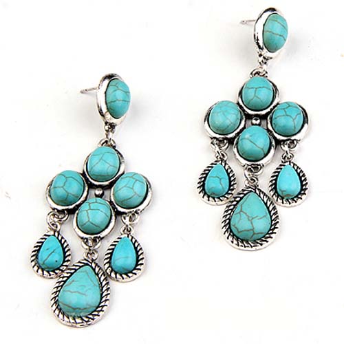 Native Pride -  Indian  Tribal Style  Earrings - 8 Stones  (81772