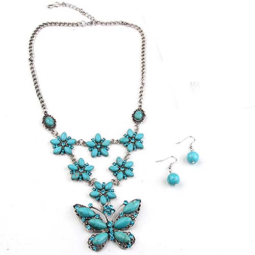 Native Pride Indian - 3 Pc NECKLACE & Earrings Sets - Butterfly