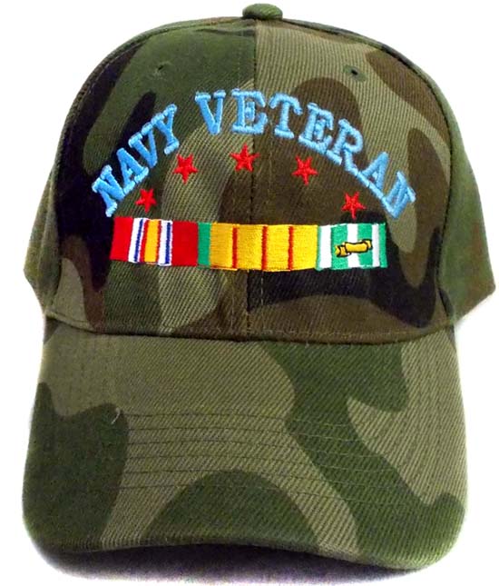 US Navy Veteran Embroidered Military Baseball Cap - Green CAMO