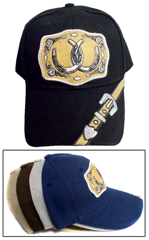 Rodeo Embroidered CAPS - Horseshoes With Rhinestones