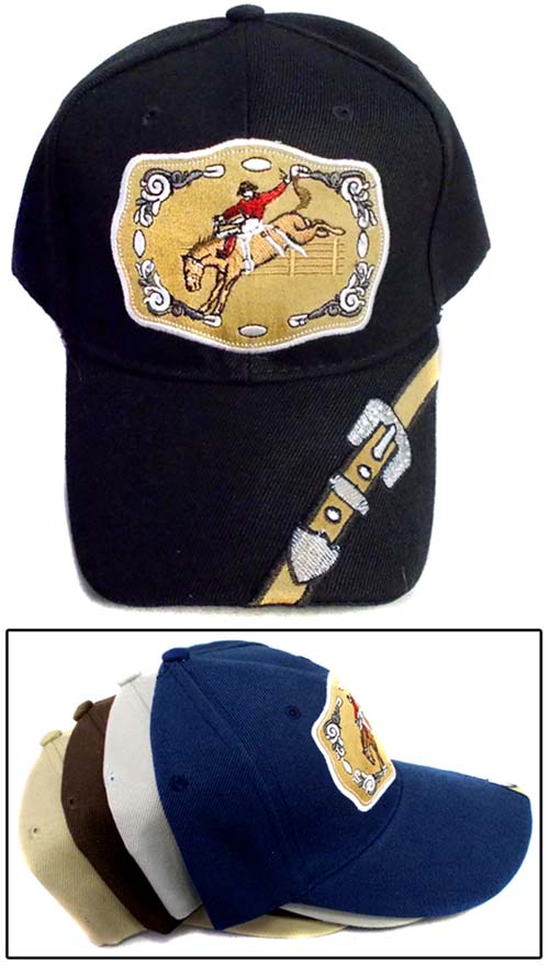 Rodeo Embroidered BASEBALL Caps - Cow Boy Riding Horse