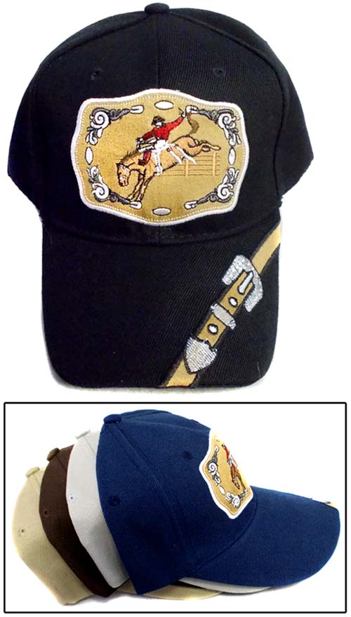 Rodeo Embroidered Baseball CAPS - Cow Boy Riding Horse