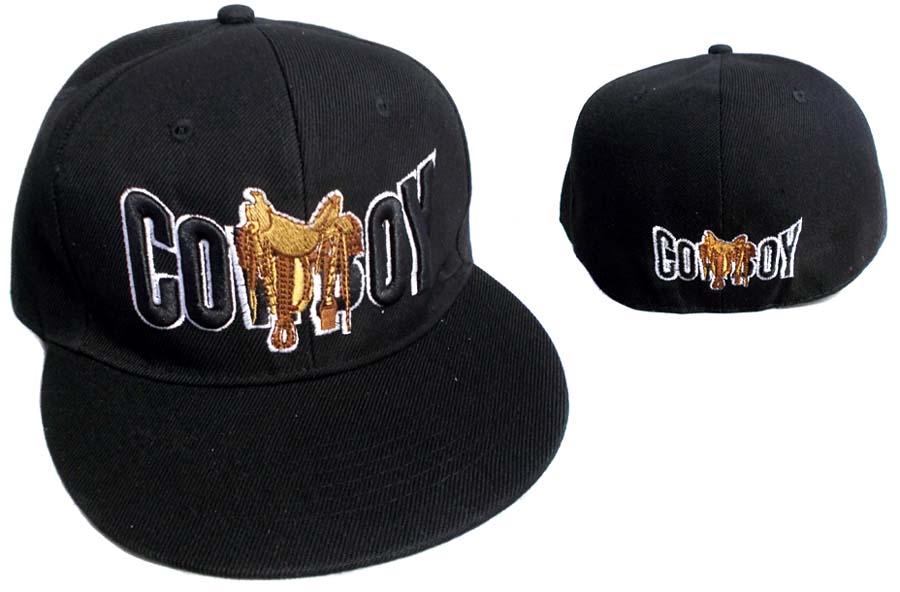 Rodeo Embroidered Flat Brim BASEBALL Caps - Cowboy With Saddle
