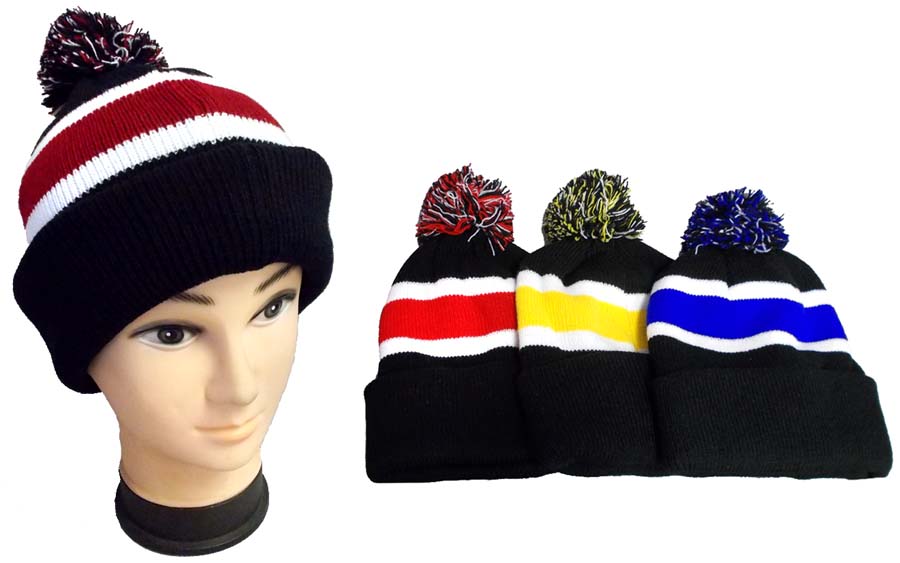 Knitted Winter CAPS - Beanies With Pom Pom - For Adults