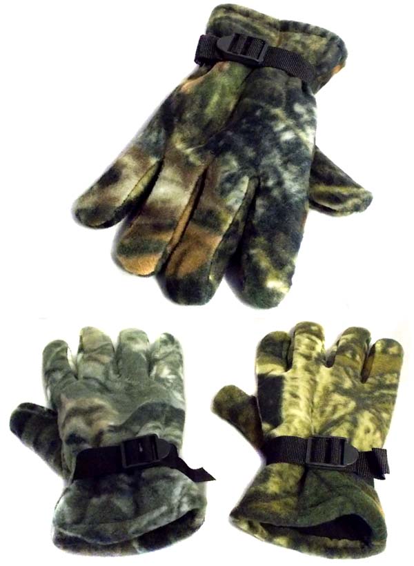 Adjustable ADULT Fleece Camo Gloves