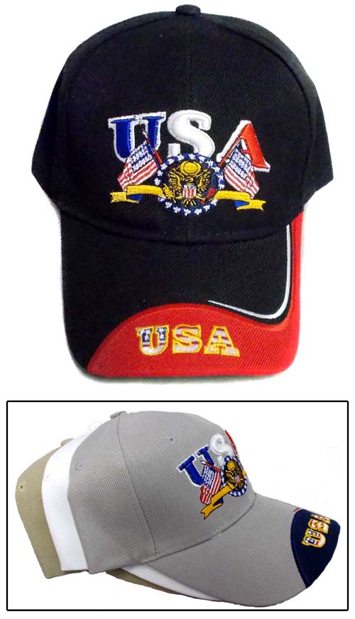 USA Embroidered Caps .... US FLAGS & Seal