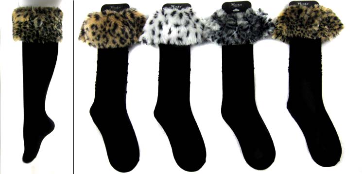 Leg Warmers For Women Teenagers  - With Faux Fur Top