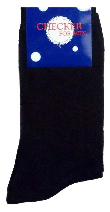 ''Checker'' Mens  Cotton DRESS Socks - Black. Size: 10-13