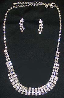 Fine Rhinestones  - 3Pc  Necklace & Earrings Sets  ( # KYLN-2354)